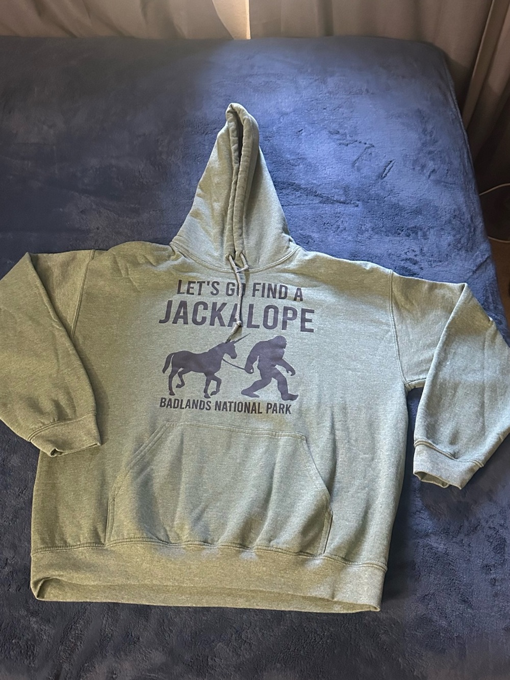 Gildan Olive Green 'Let's Go Find a Jackalope' Hooded Sweatshirt
